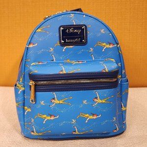 Loungefly Disney Peter Pan Flying TinkerBell AOP Blue Mini Backpack NEW